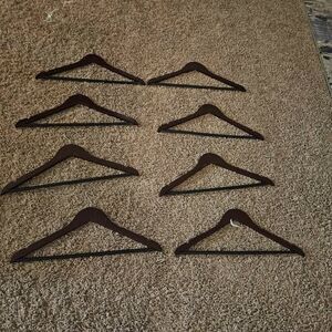 Set of 8 Dark Wood Hangers with Non-Slip Bars